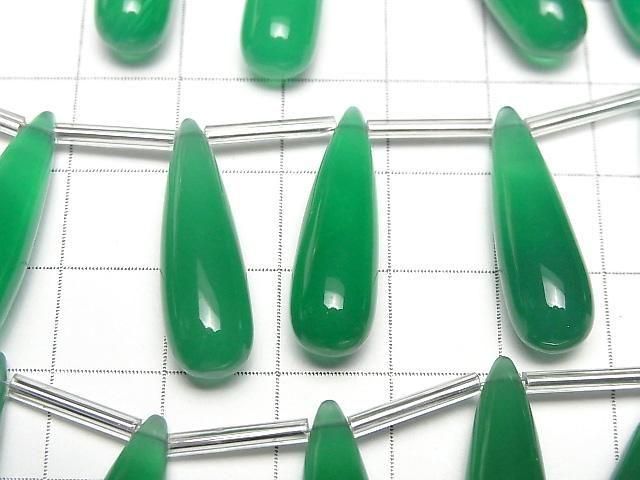 綠瑪瑙 AAA 水滴形(平滑)25x8mm 半串或 1 串(8 顆)