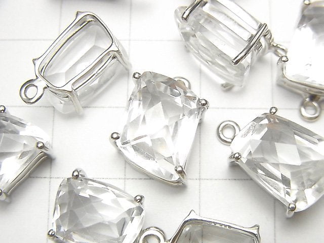 高品質 AAA 水晶 - 爪鑲花式切割刻面鍍銠 1 件