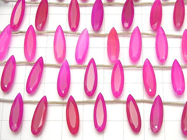 Hochwertiger fuchsia rosa Chalcedon AAA Tropfenform facettiert 20x6mm 1 Strang Perlen (8 Stück)