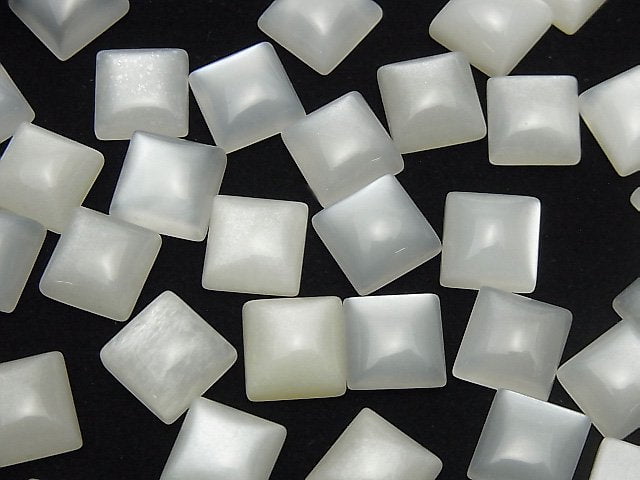 Weißer Mondstein AAA- Quadrat Cabochon 10x10mm 2 Stück