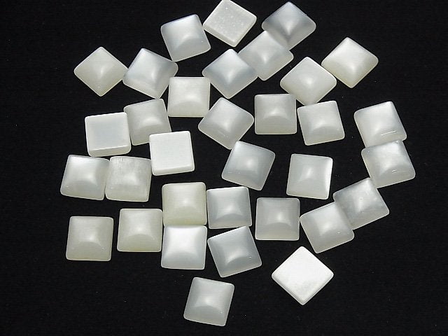 Weißer Mondstein AAA- Quadrat Cabochon 10x10mm 2 Stück