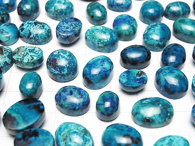 Hochwertige Chrysokoll AAA Oval Cabochon Größe Mix 2 Stück