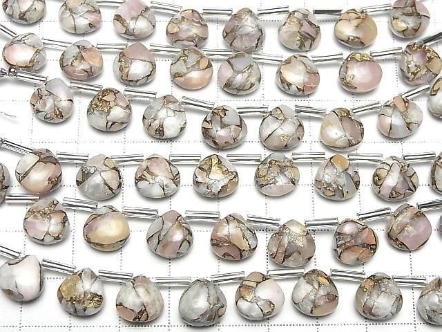 銅粉紅蛋白石 AAA 栗色 (光滑) 10x10公釐 半串或1串珠子 (8顆)