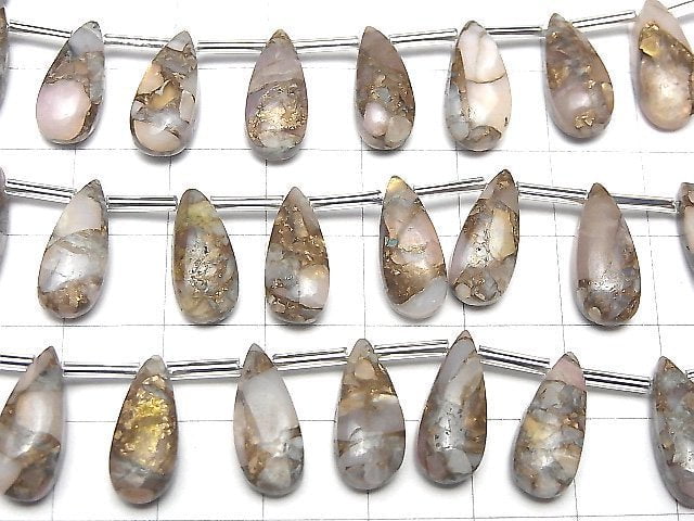 Kupfer Pink Opal AAA Tropfenform (Glatt) 15x6mm halb oder 1 Strang Perlen (8 Stück)