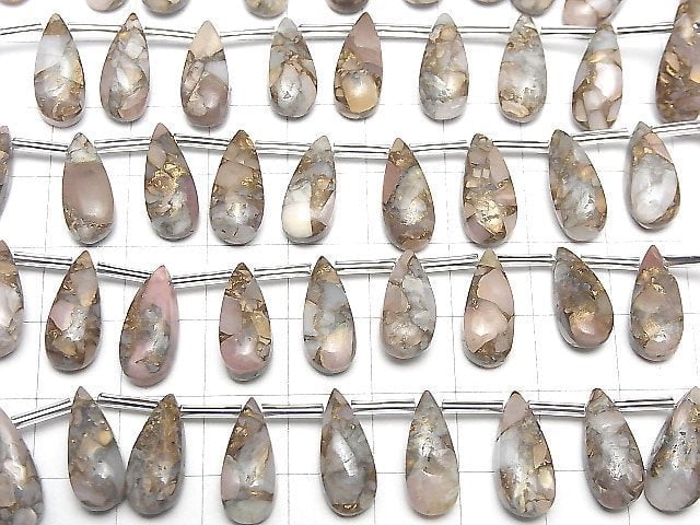 Kupfer Pink Opal AAA Tropfenform (Glatt) 15x6mm halb oder 1 Strang Perlen (8 Stück)