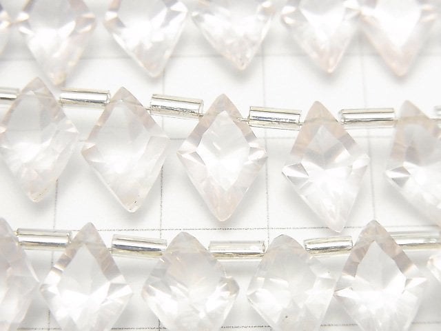 高品質玫瑰石英 AAA 鑽石凹面切割 12x8mm 1 串(13 顆)