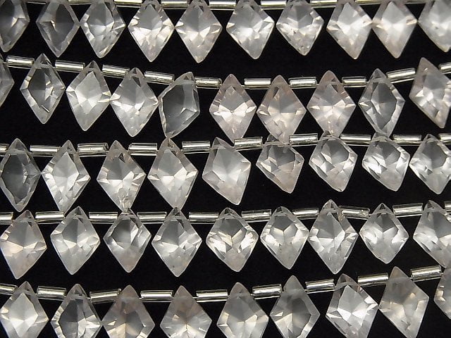 Hochwertiger Rosenquarz AAA Diamant Konkavschliff 12x8mm 1Strang Perlen (13 Stück)