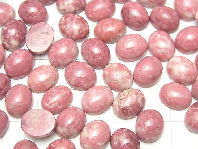 Norwegischer Thulit Oval Cabochon 10x8mm 4 Stück