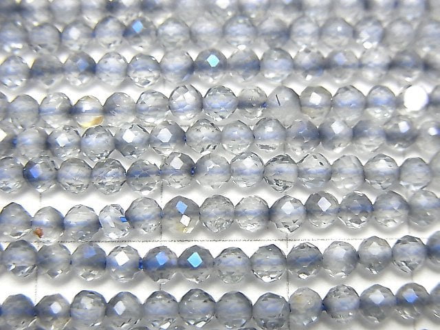 高品質!托帕石 AAA 刻面圓珠 3毫米 藍色鍍層 1串珠子 (約15英吋 / 37公分)