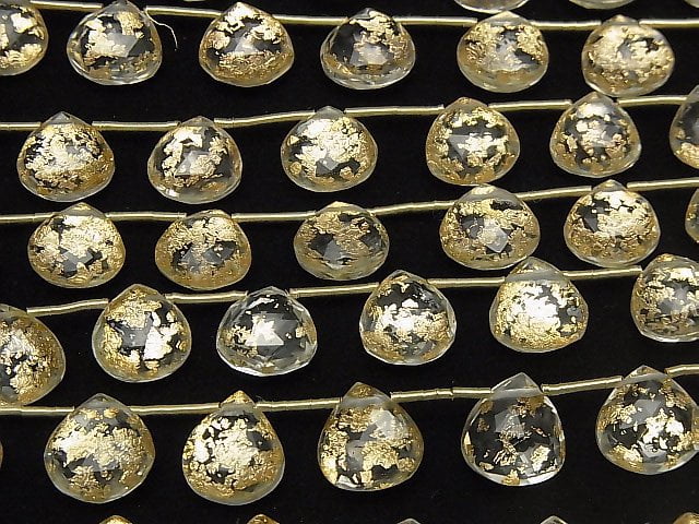 Triplet Kristall AAA Kastanie Facettierte Briolette Gold 1Strang Perlen (ca. 7 Zoll / 18 cm)