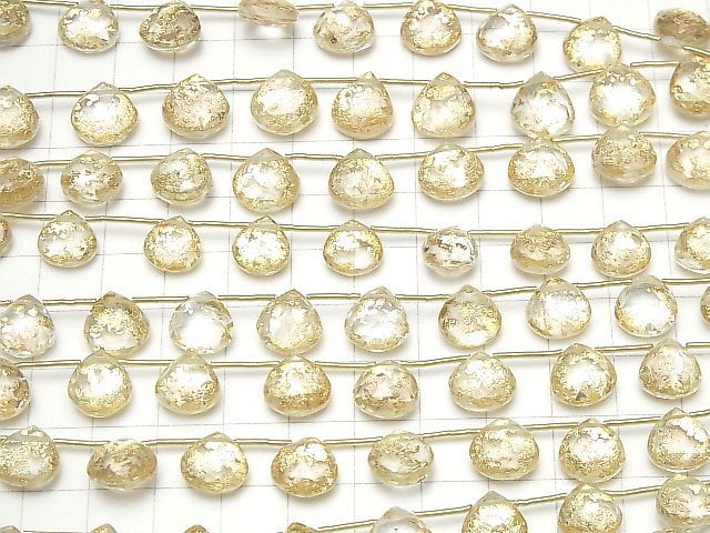 Triplet Kristall AAA Kastanie Facettierte Briolette Gold 1Strang Perlen (ca. 7 Zoll / 18 cm)