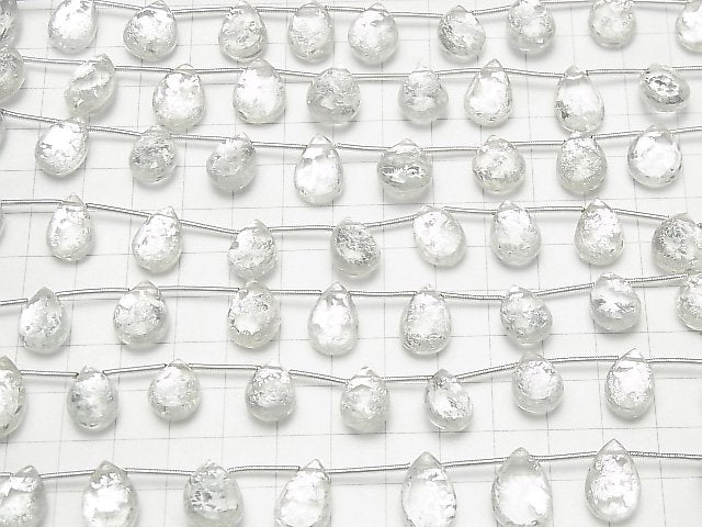 Triplet Kristall AAA Birnenform Facettierte Briolette Silber 1Strang Perlen (ca. 7 Zoll / 18 cm)