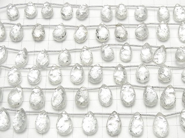 Triplet Kristall AAA Facettierte Birnenform Silber 1Strang Perlen (ca. 7 Zoll / 18 cm)