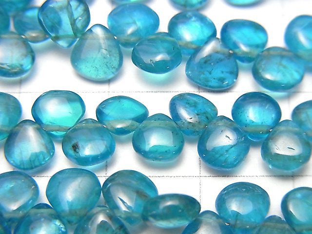 高品質霓虹藍磷灰石 AA++ 栗色 (光滑) 半串或 1 串珠子 (約 7 英吋/18 公分)