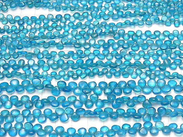 Hochwertiger Neonblauer Apatit AAA- Kastanie (Glatt) halb oder 1Strang Perlen (ca. 7 Zoll / 18 cm)