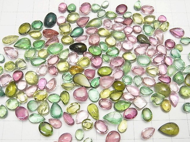 Hochwertiger mehrfarbiger Turmalin AAA Cabochon Mischform 5Stk