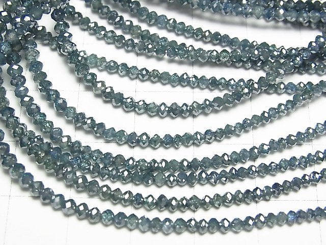 Hochwertiger Blauer Diamant Facettierte Knopf Rondelle 10Stk - 1Strang Perlen (ca. 15 Zoll / 36 cm)