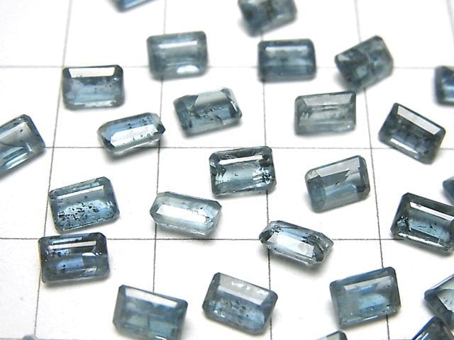 Hochwertiger indigo blauer Kyanit AAA- lose Steine rechteckig facettiert 6x4mm 3Stk