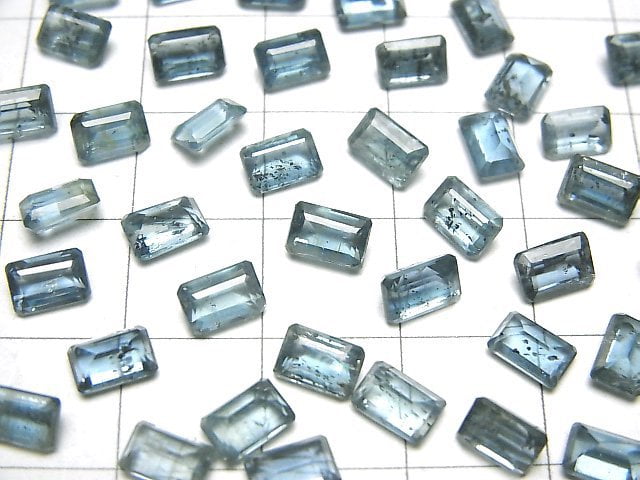 Hochwertiger indigo blauer Kyanit AAA- lose Steine rechteckig facettiert 6x4mm 3Stk