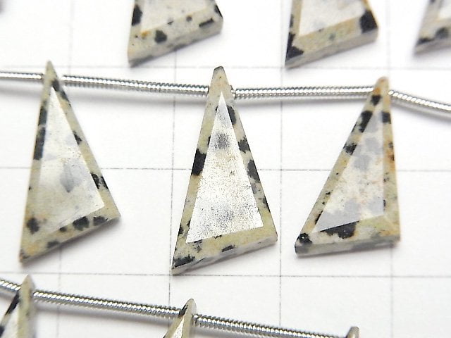 達爾馬提亞碧玉扁平三角形 17x9mm 1串 (9顆)