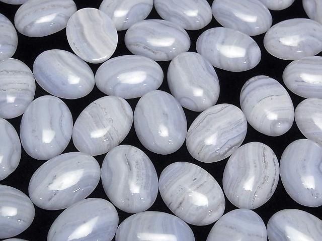 Blue Lace Agate AAA Oval Cabochon 25x18mm 1pc
