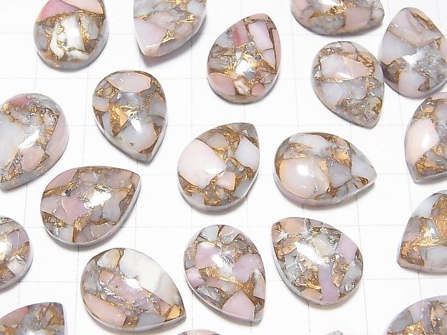 Kupfer-Pink Opal AAA Tropfenförmiger Cabochon 18x13mm 2 Stück
