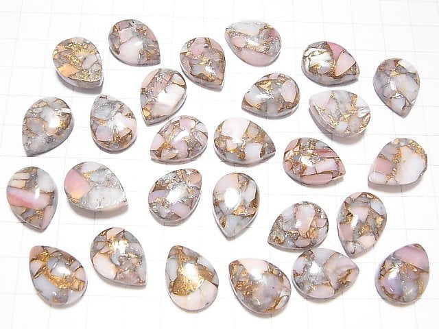 Kupfer-Pink Opal AAA Tropfenförmiger Cabochon 18x13mm 2 Stück