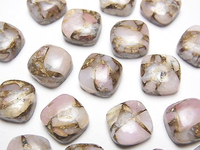 銅粉紅色蛋白石 AAA 方形素面 10x10mm 3顆