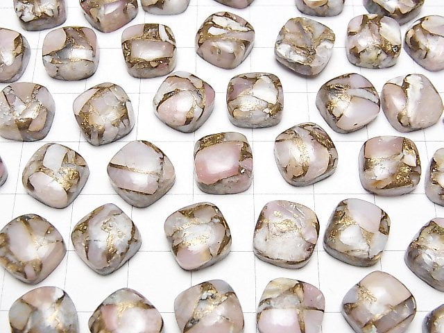 Kupfer-Pink Opal AAA Quadratischer Cabochon 10x10mm 3 Stück
