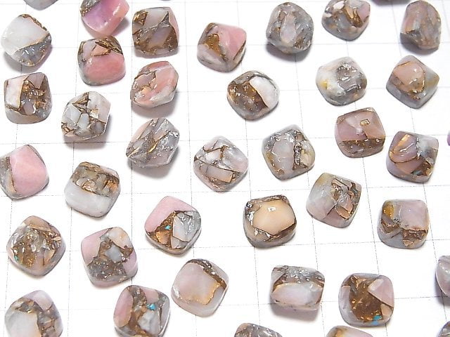 Kupfer Rosa Opal AAA Zuckerlaib Schnitt 8x8mm 3 Stück