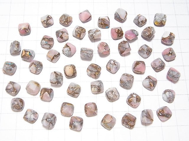 Kupfer Rosa Opal AAA Zuckerlaib Schnitt 8x8mm 3 Stück