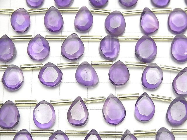 Hochwertiger Amethyst AA++ Scheibe Facettiert Nugget 1 Strang Perlen (15 Stück)