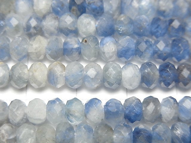 高品質!藍晶石 AA 刻面鈕扣圓珠 5x5x3毫米 半串或 1 串珠子 (約15英吋 / 38公分)