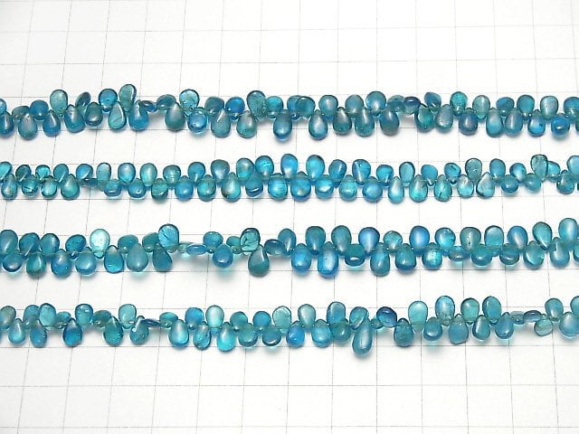 Hochwertiger Neonblauer Apatit AA++ Birnenform (glatt) halb oder 1 Strang Perlen (ca. 7 Zoll / 18 cm)