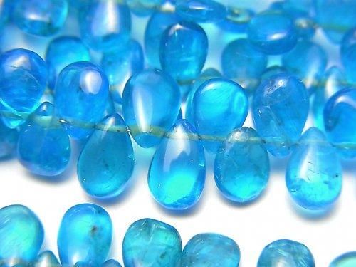 高品質霓虹藍磷灰石 AAA 梨形(光滑)半串或 1 串珠子(約 7 英吋/18 公分)