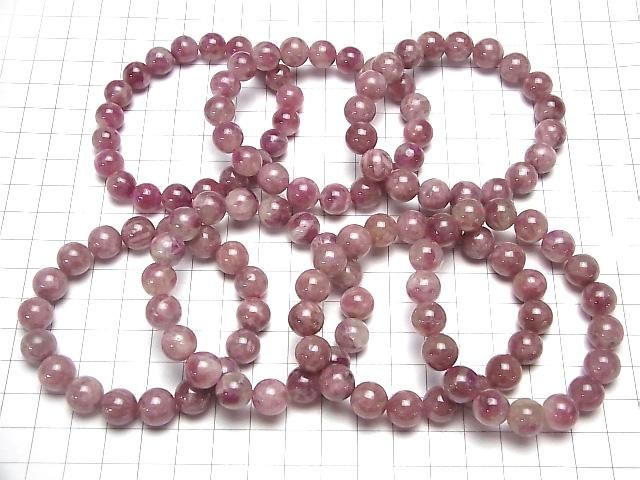 Bracelet en Tourmaline Rose Silice AAA Ronde 10mm