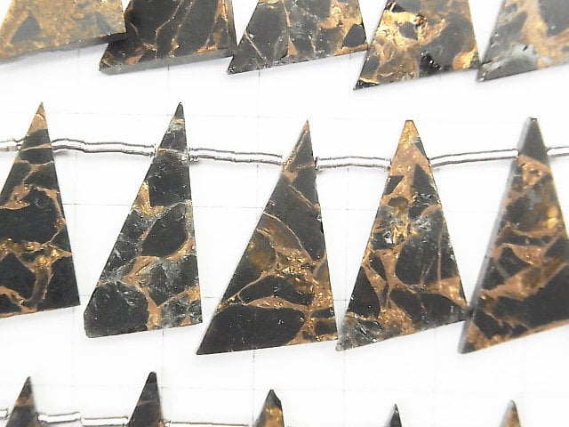 銅曜石扁平三角形25x15毫米 半串或1串(10顆)