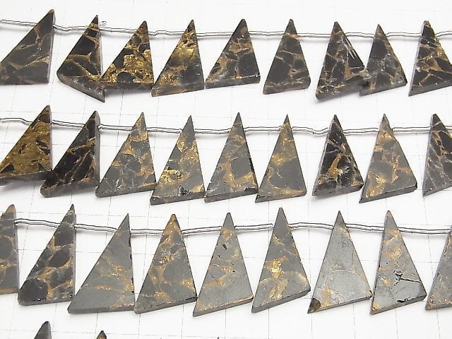 Kupferobsidian Flacher Dreieck 25x15mm halb oder 1 Strang Perlen (10 Stück)