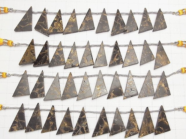 Kupferobsidian Flacher Dreieck 25x15mm halb oder 1 Strang Perlen (10 Stück)