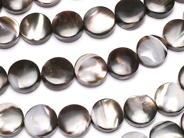 貝殼之母 MOP 棕色錢幣 8x8x3.5mm 一串珠子 (約15英吋/38公分)