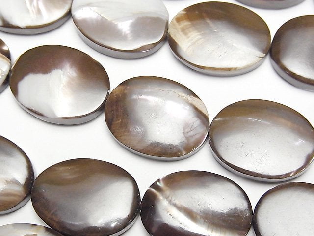 啡色橢圓形貝母20x15毫米1串珠子(約15英吋/37公分)