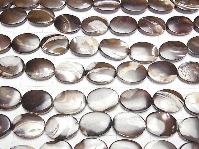 Perlmutt MOP Braunes Oval 20x15mm 1Strang Perlen (ca. 15 Zoll / 37 cm)