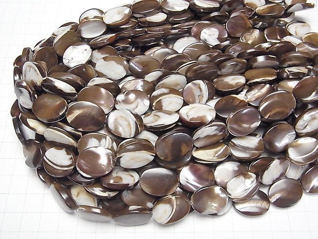 Perlmutt MOP Braunes Oval 20x15mm 1Strang Perlen (ca. 15 Zoll / 37 cm)