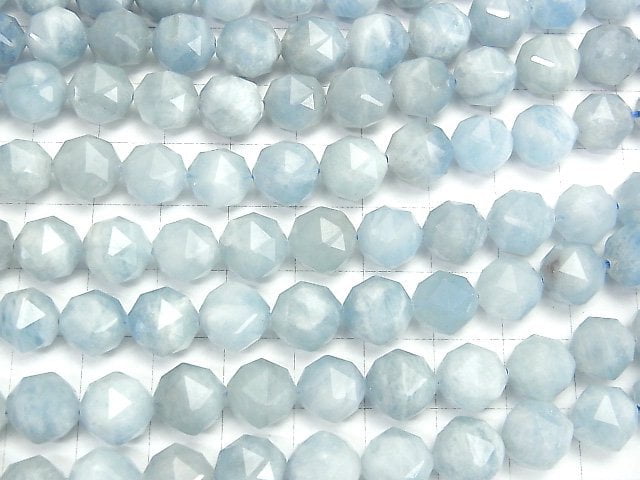 Hochwertig! Aquamarin AA+ Stern facettierte Runde 10mm halbe oder 1Strang Perlen (ca. 15 Zoll / 37 cm)