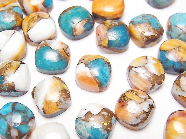 牡蠣銅綠松石 AAA 方形素面切割 10x10mm 2入