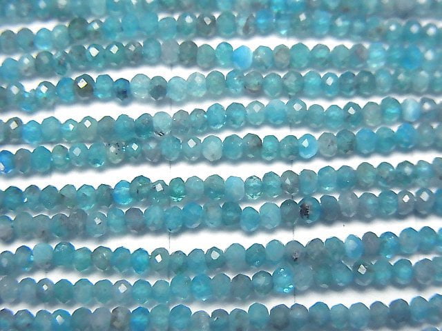 高品質!藍色磷灰石 AA+ 刻面鈕扣圓珠 2x2x1.5mm 1串珠子 (約15英吋/37公分)