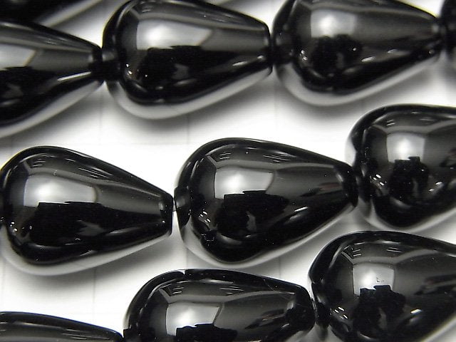 縞瑪瑙垂直孔水滴形 (光滑) 18x13x13mm 半串或 1 串珠子 (約 15 英寸/36 公分)