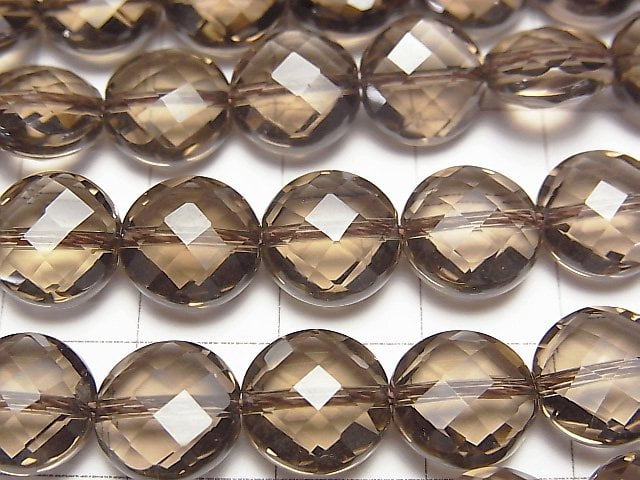 高品質!煙水晶 AAA 刻面硬幣珠 10x10x6mm 1/4 或 1 串(約 15 英寸/38 厘米)