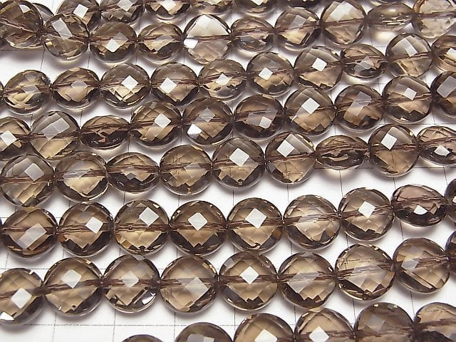 Hochwertig! Rauchquarz AAA facettierte Münze 10x10x6mm 1/4 oder 1strang Perlen (ca. 15 Zoll / 38 cm)