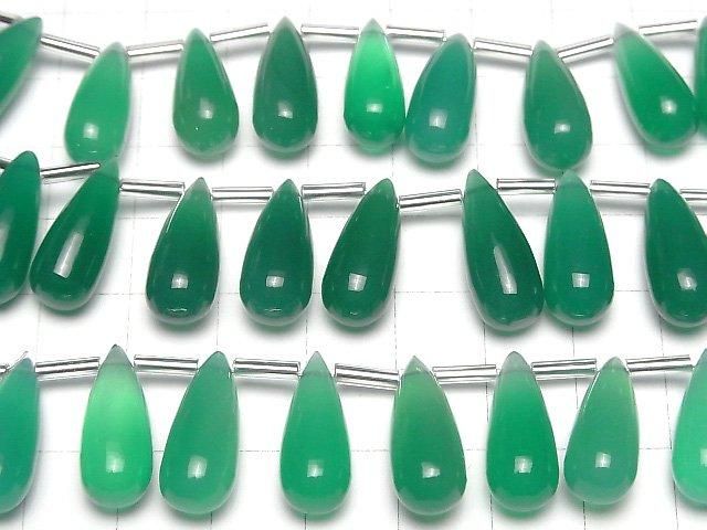 Grüner Onyx AAA Tropfen (glatt) 20x8mm halb oder 1strang Perlen (8 Stück)